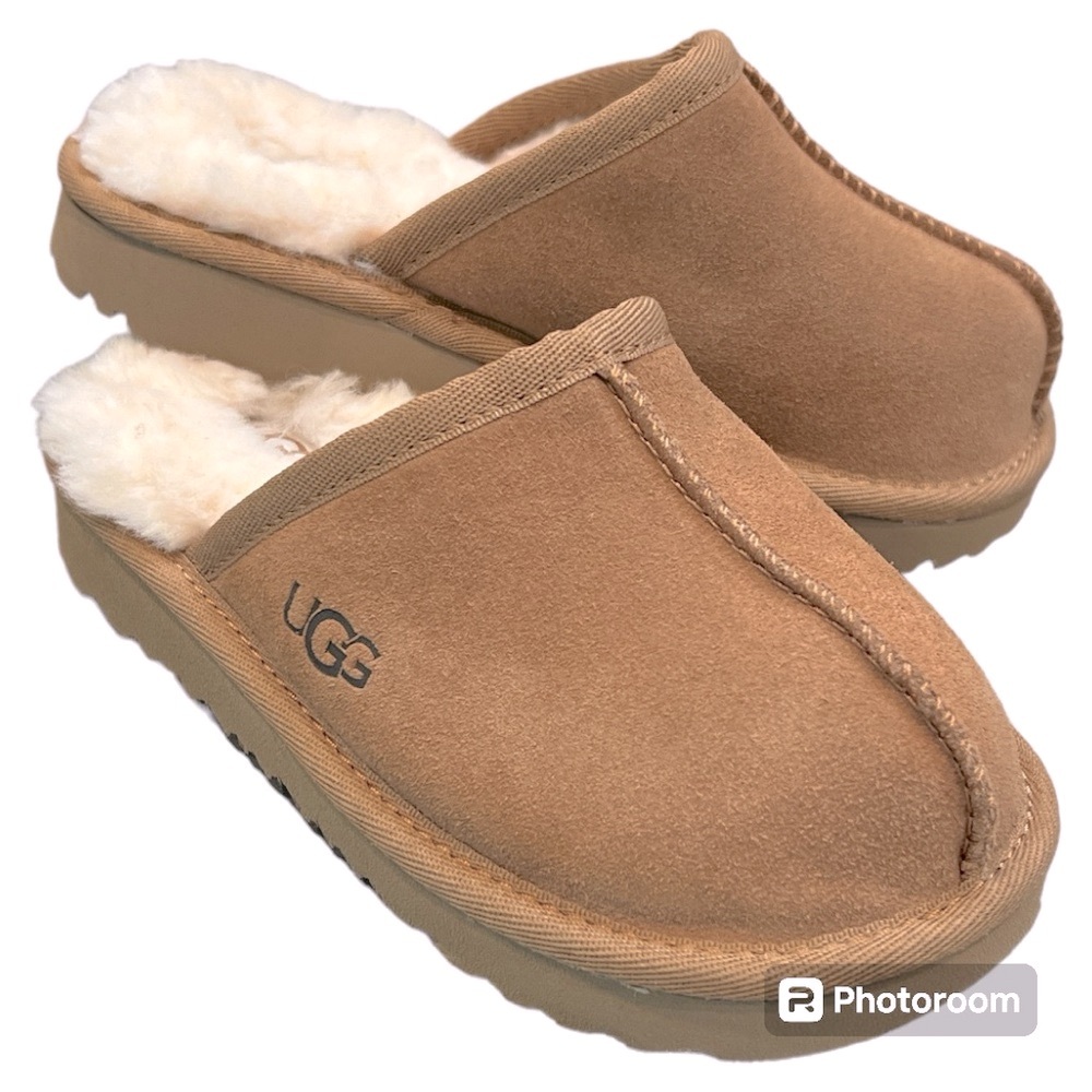 UGG kids’ toddler’s Keegan chestnut suede scuff slipper NEW 11 - Picture 2 of 5